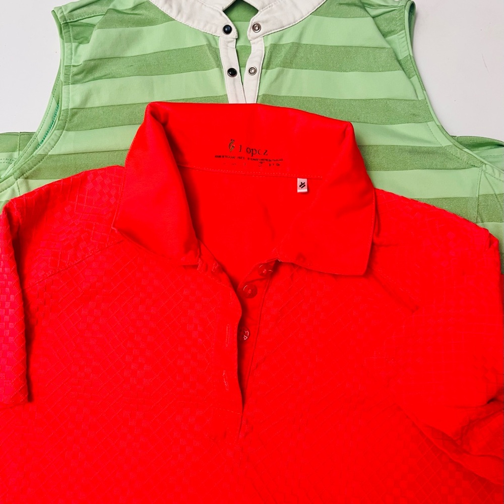 Jennifer Lopez Red Fitted Ribbed Polo Top